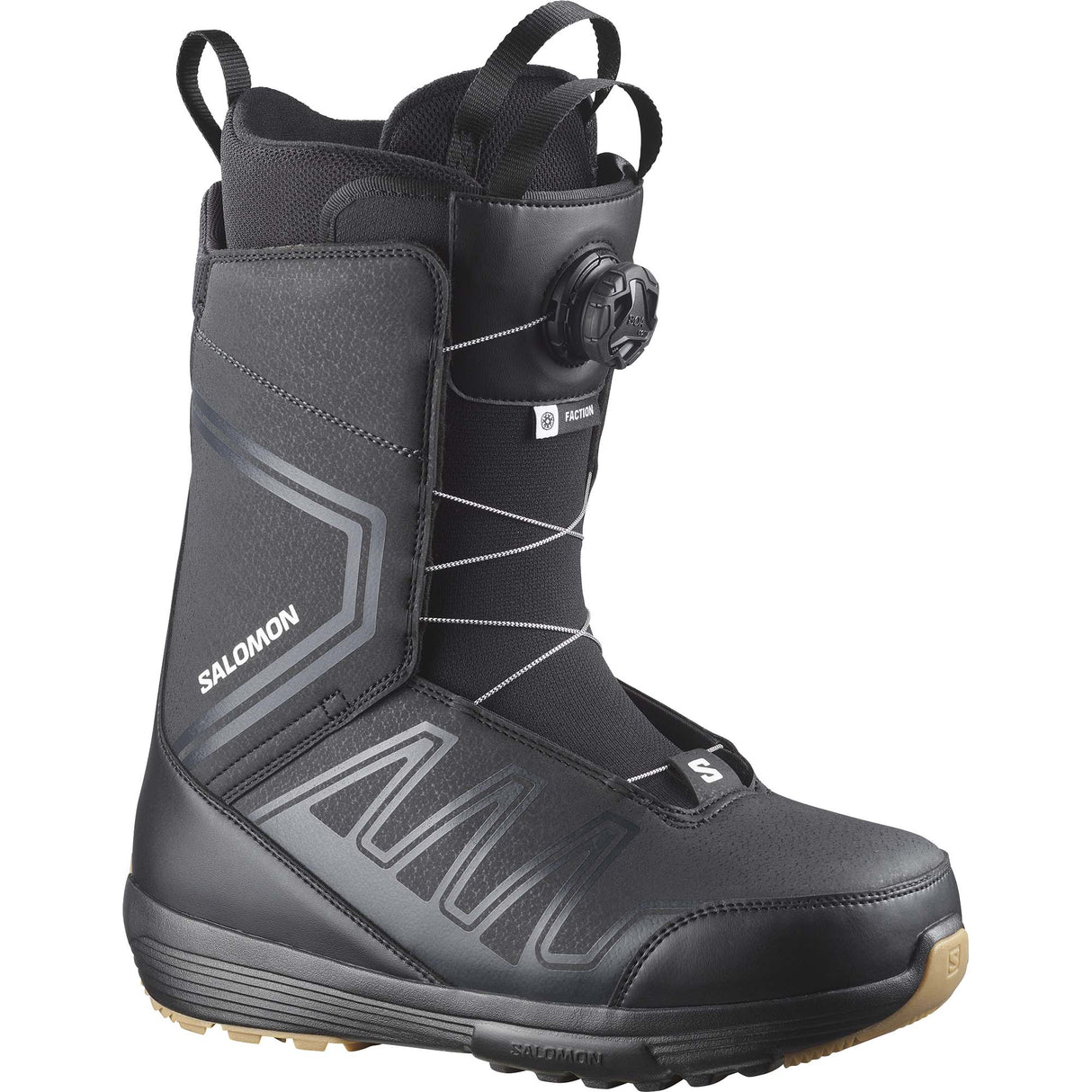 FactionBOA- Black snowboard boot shown on a white background