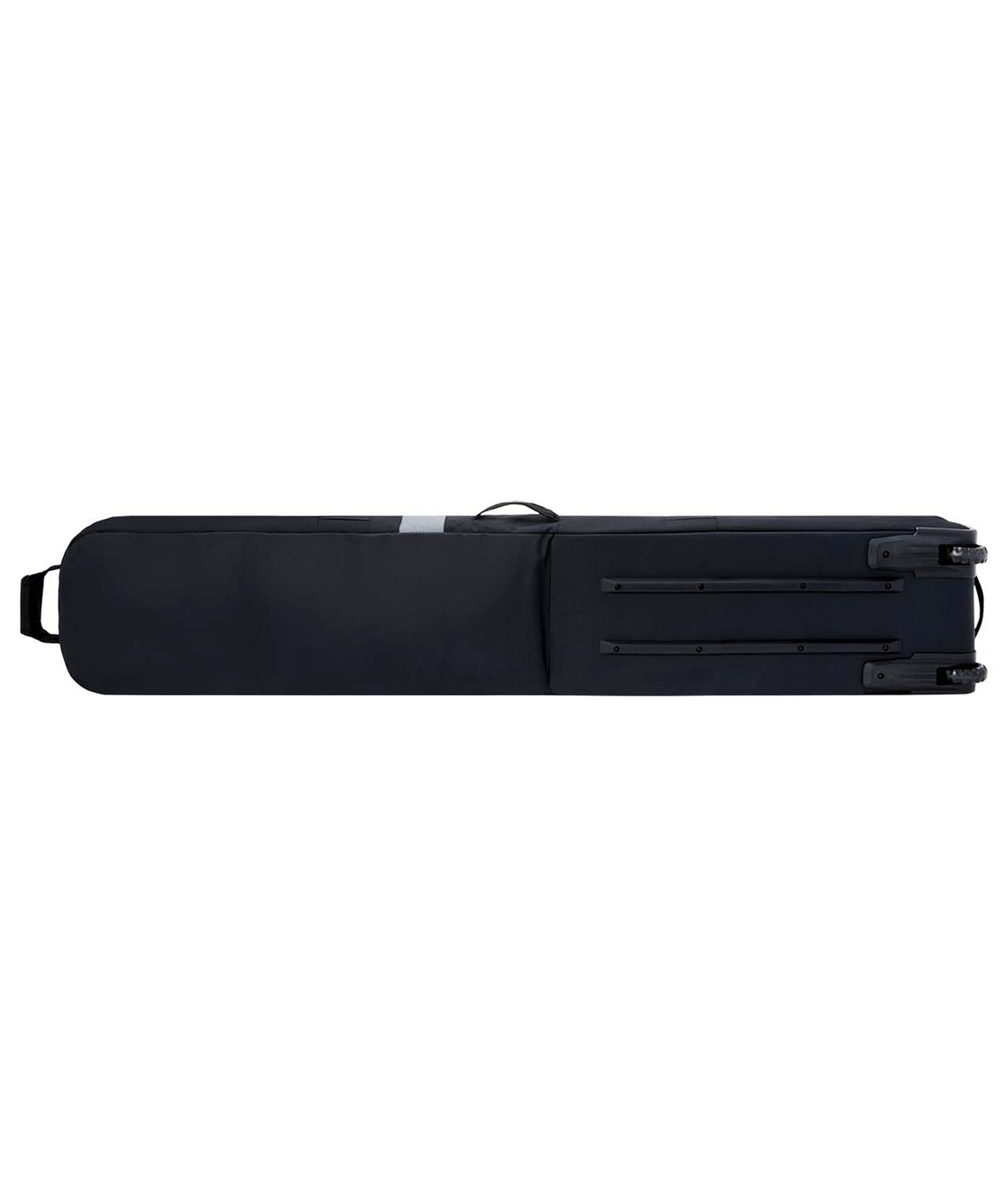 FallLineSkiRollerBag-Black ski bag with Dakine logo on a white background