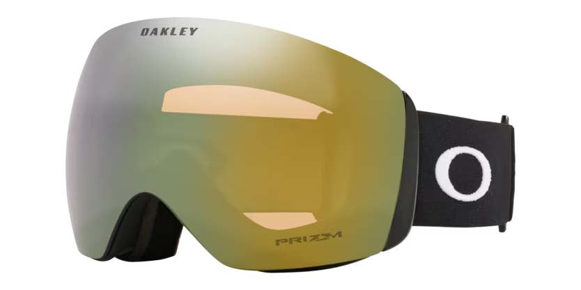 FlightDeckL-Oakley goggles with gold lens and black frame on a white background