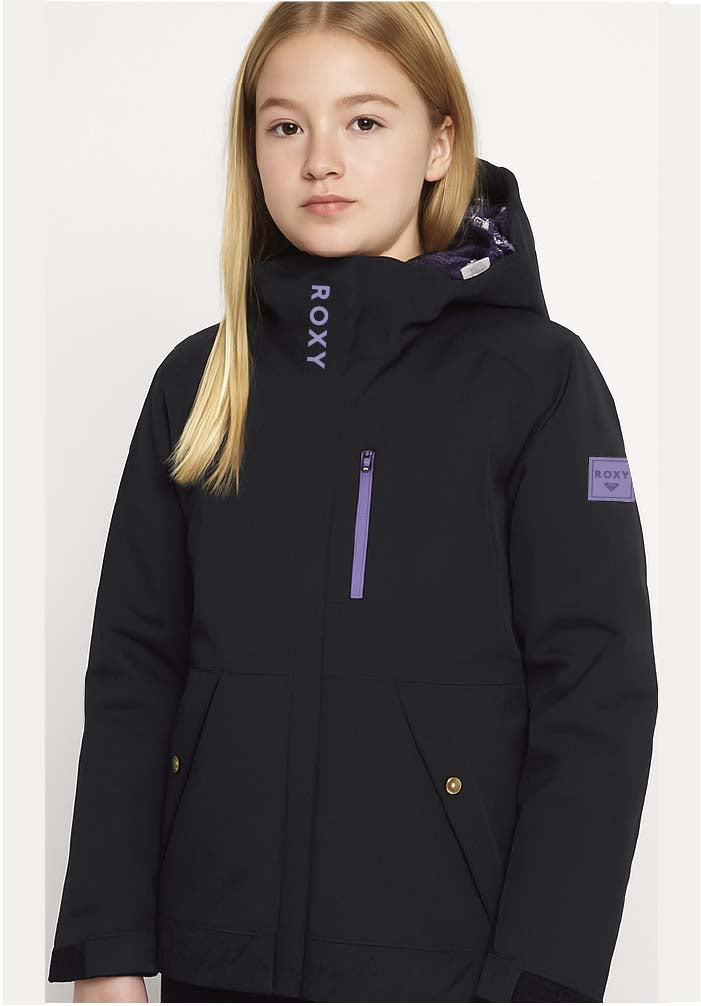 GirlsNollieJacket- Girl wearing a black ski jacket