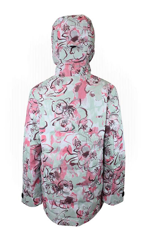 GirlsStep-UpJacket-Children's jacket with pink and white floral pattern on a white background