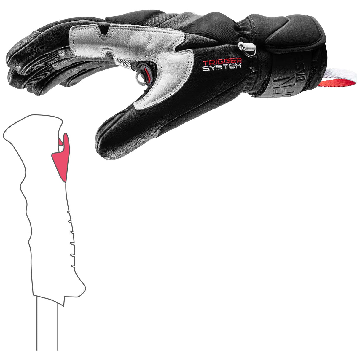 GriffonBase3DGlove-Black ski glove on a white background