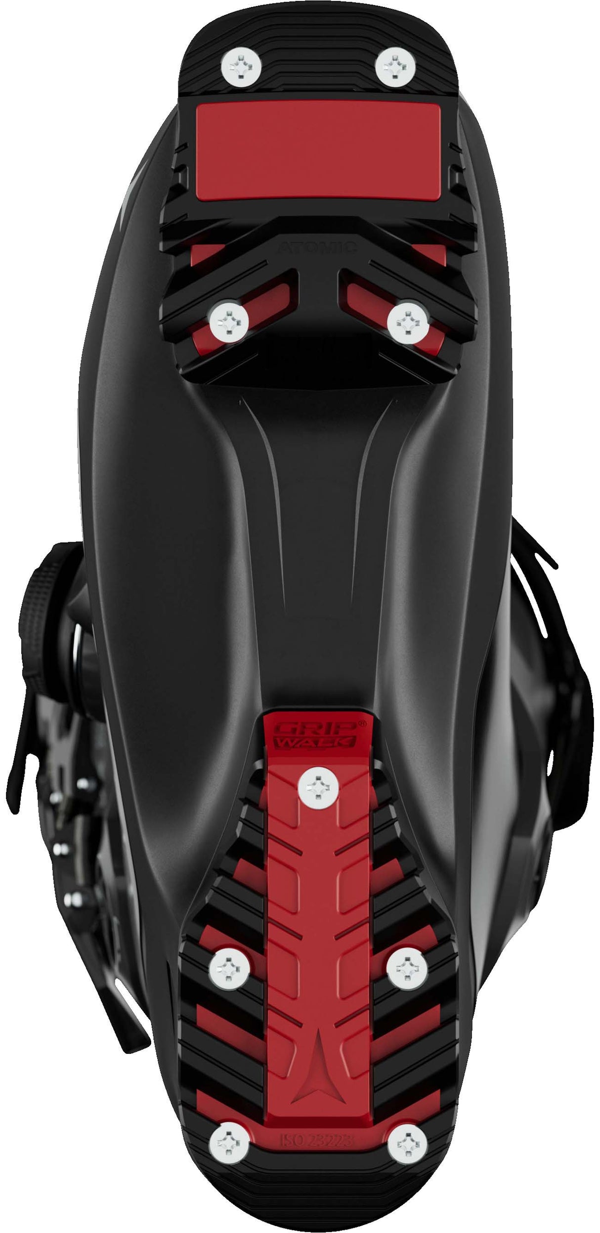 HawxMagna110SBOA-Gray and black ski boot with Atomic branding on a white background
