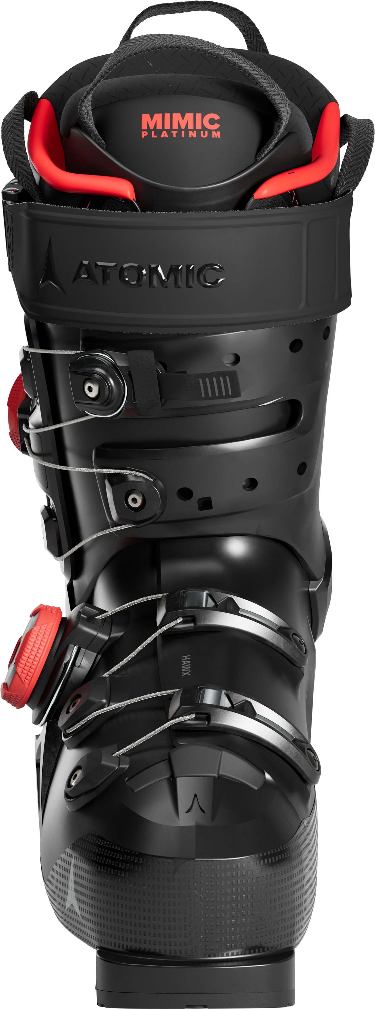 HawxUltra130SDualBOA- Black Atomic Hawx ski boot on a white background