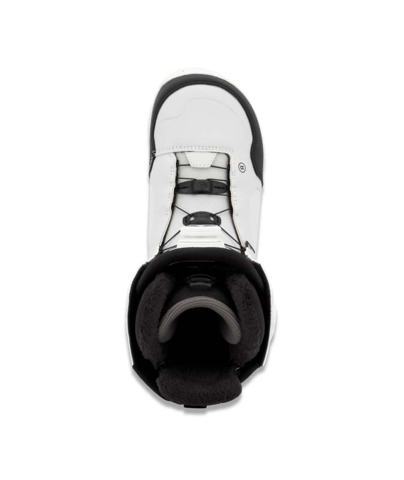 Hera- White and black dual BOA snowboard boot on a white background