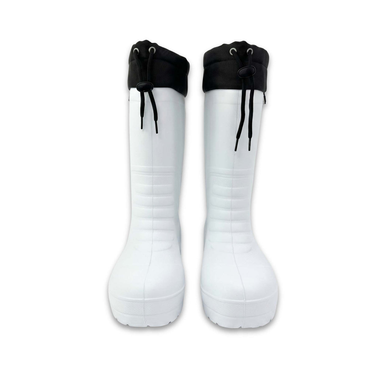 HiFlyer- White rubber boots on a white background