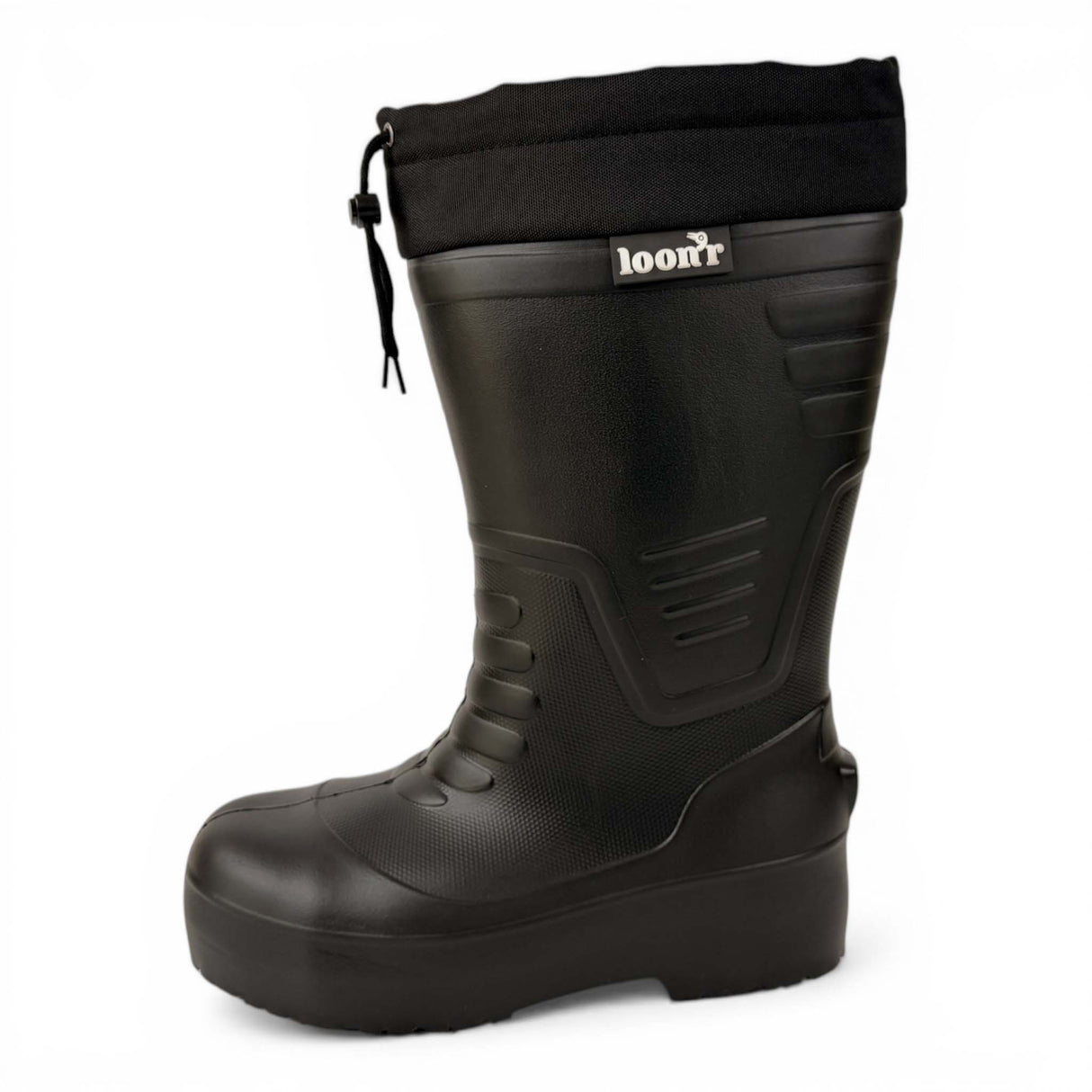 HiFlyer- Black rubber boots on a white background