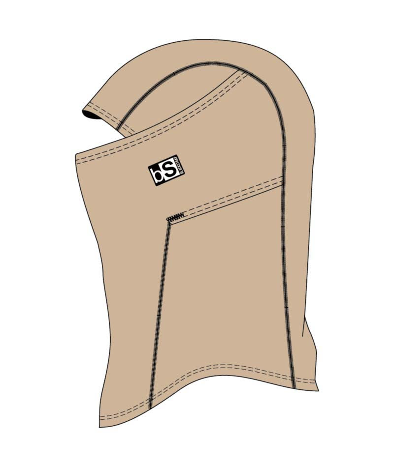 Hood-Beige balaclava with a logo on a white background