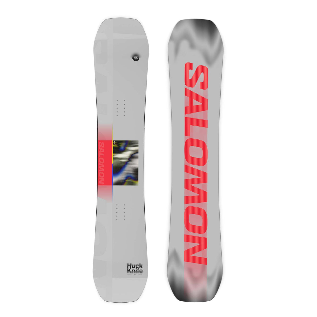 HuckKnife- Multi colored snowboard on a white background