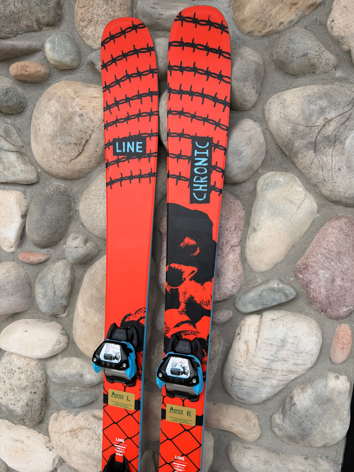 LINE CHRONIC 94 SKIS WITH MATCHING MARKER GRIFFON SKI BINDINGS