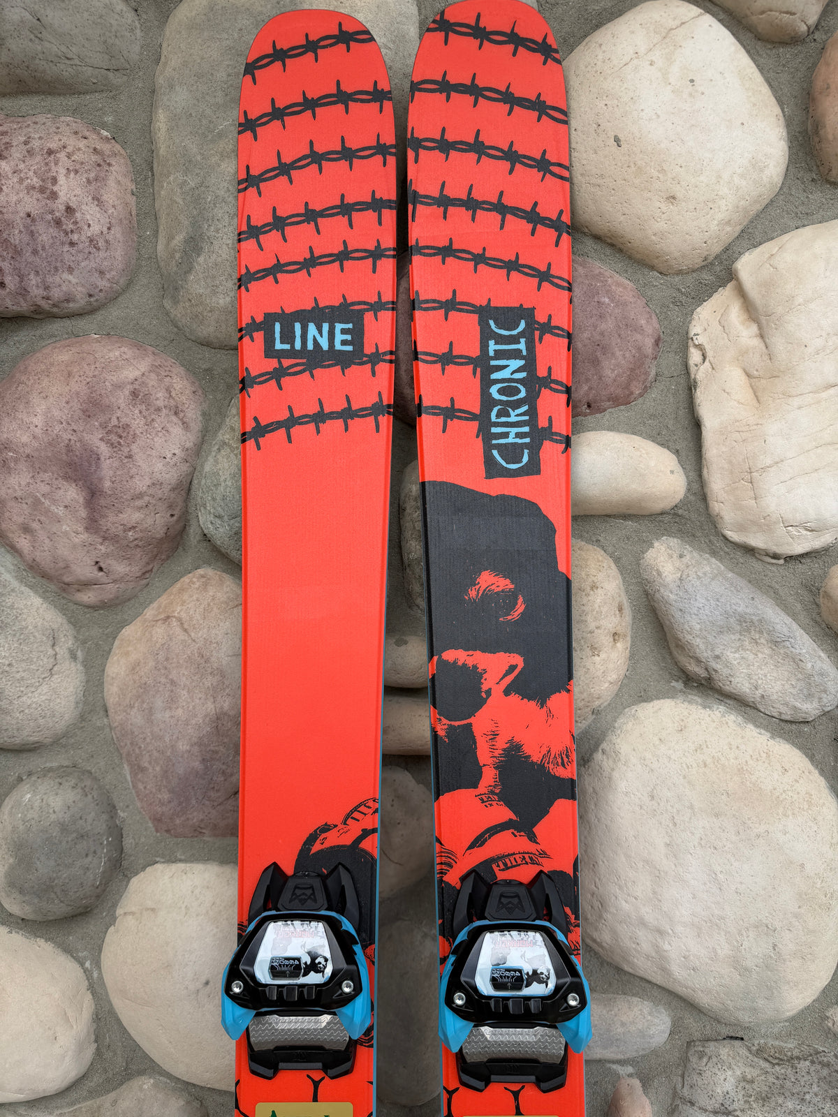 LINE CHRONIC 94 SKIS WITH MATCHING MARKER GRIFFON SKI BINDINGS