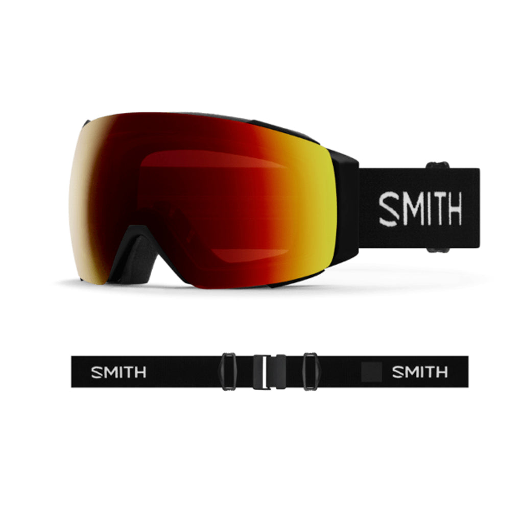 I_OMagGoggle-Smith goggles with red and yellow lens on a white background