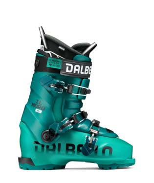 IlMoroMVIF-Teal ski boot with black accents on a white background