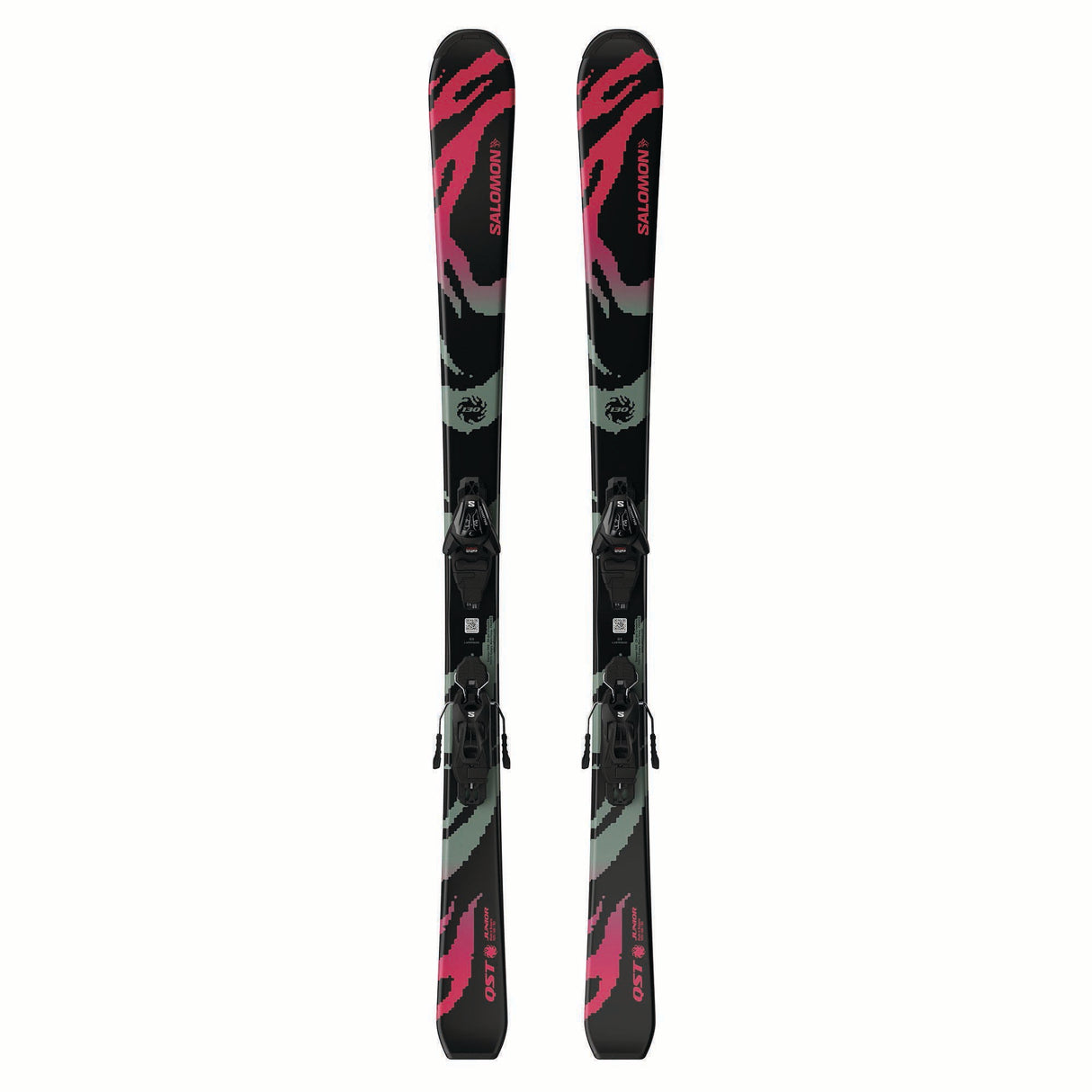 JR.LQSTBLACKML6GW-Pair of skis with colorful design on a white background