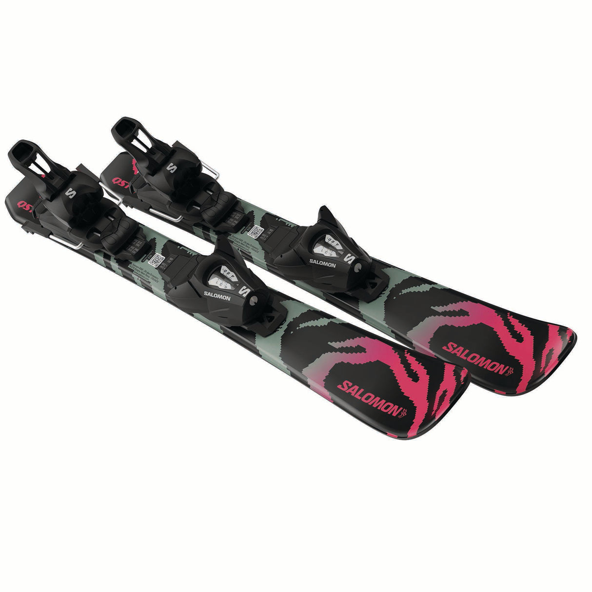 JR.LQSTBLACKXSC5GW-Ski with pink and black design on a white background