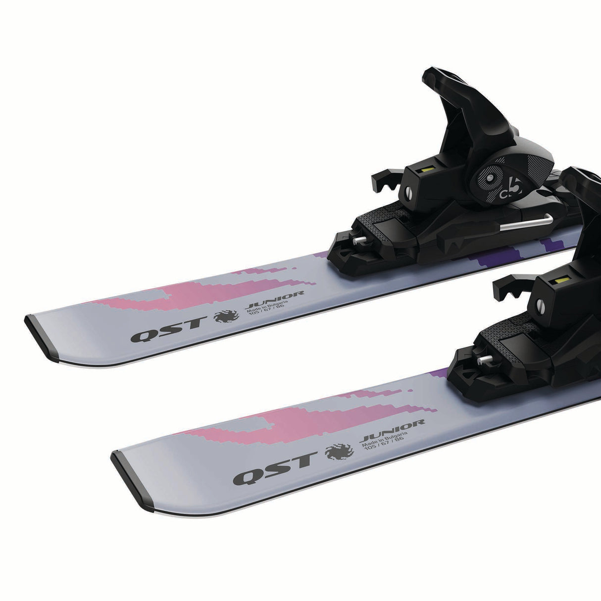 JR.LQSTCOSMICSKYSC5GW-Pair of skis with bindings on a white background