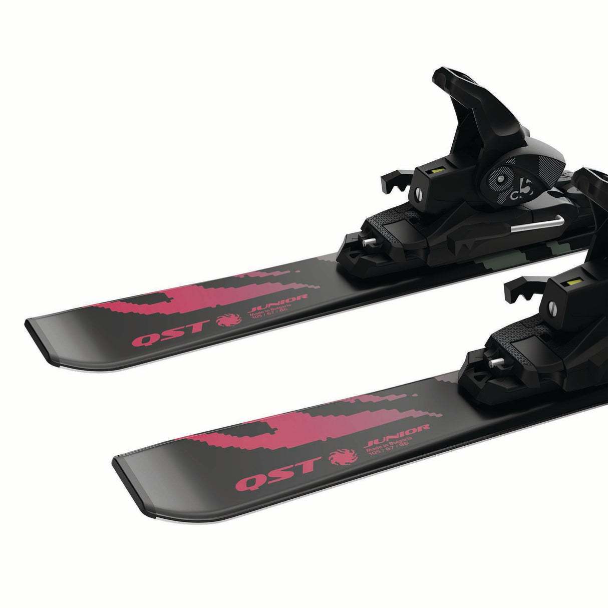 JR.QSTCOSMICSKYSC5GW-Pair of Salomon skis with bindings on a white background
