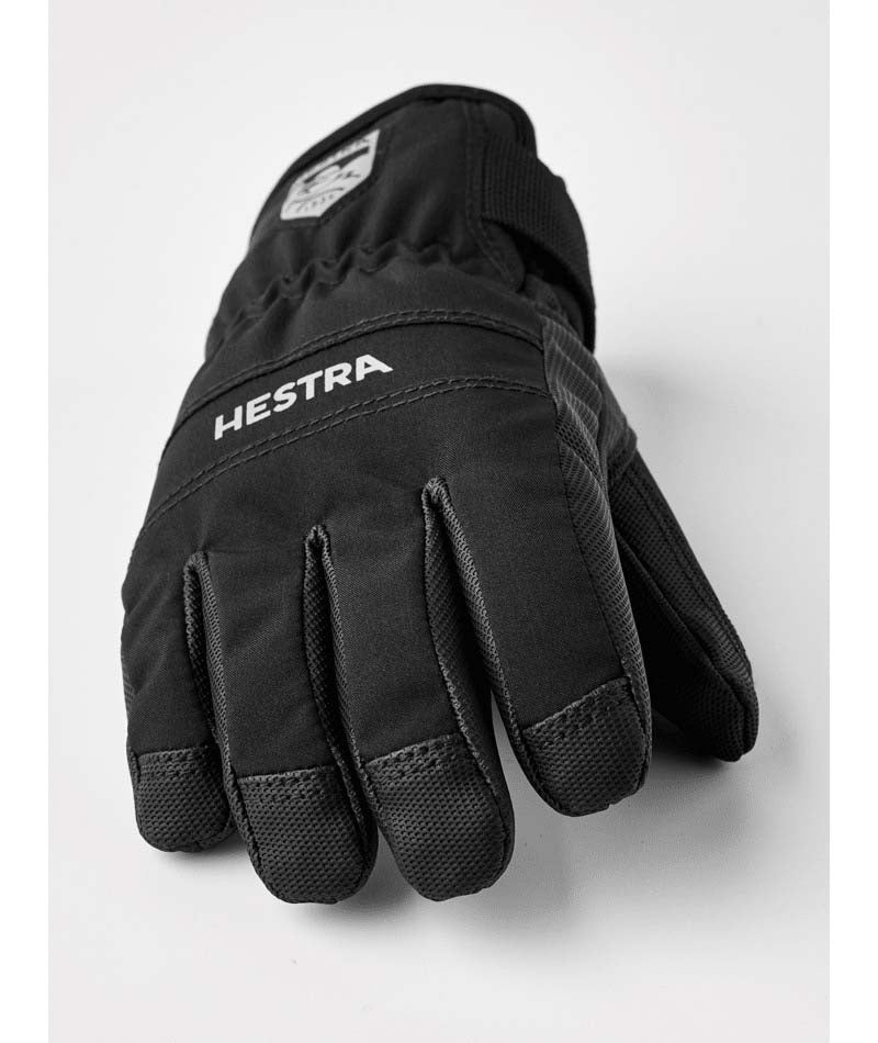 Jr.FeroxCZoneGlove-Pair of black gloves on a white background