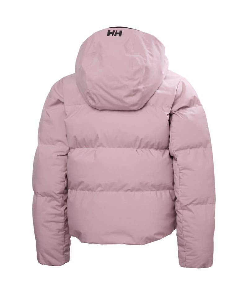 Jr.GirlNoraPuffyJacket-Light Pink puffer jacket with a hood on a white background