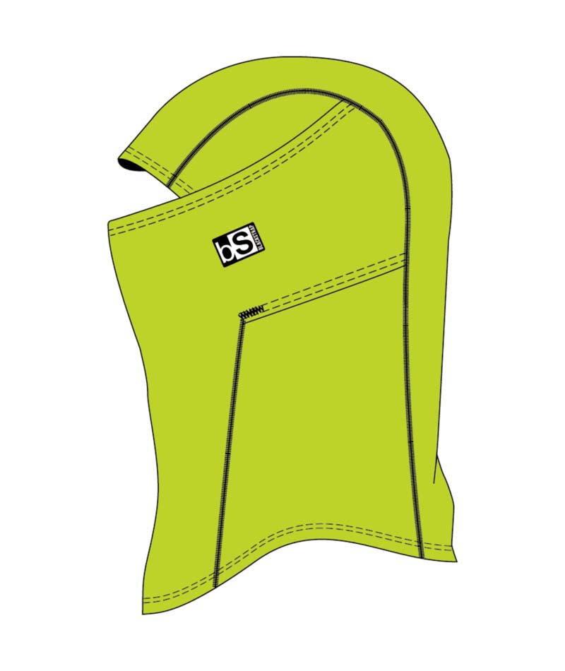 KidsHood-Green balaclava with a brand logo on a white background