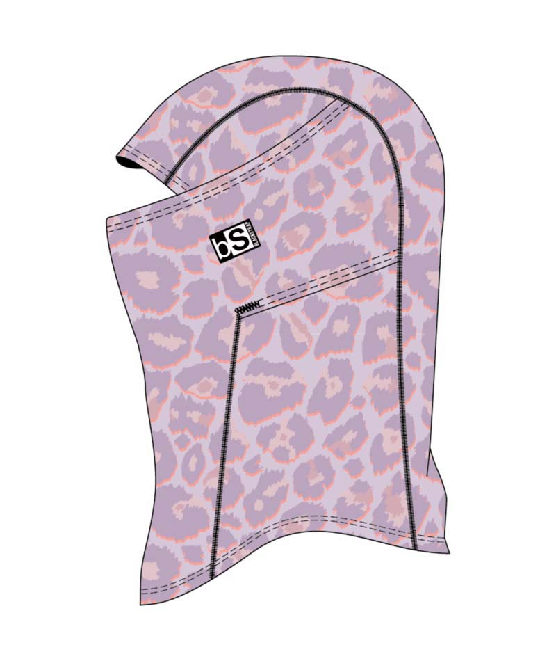 KidsHood-Leopard print balaclava with a brand logo on a white background