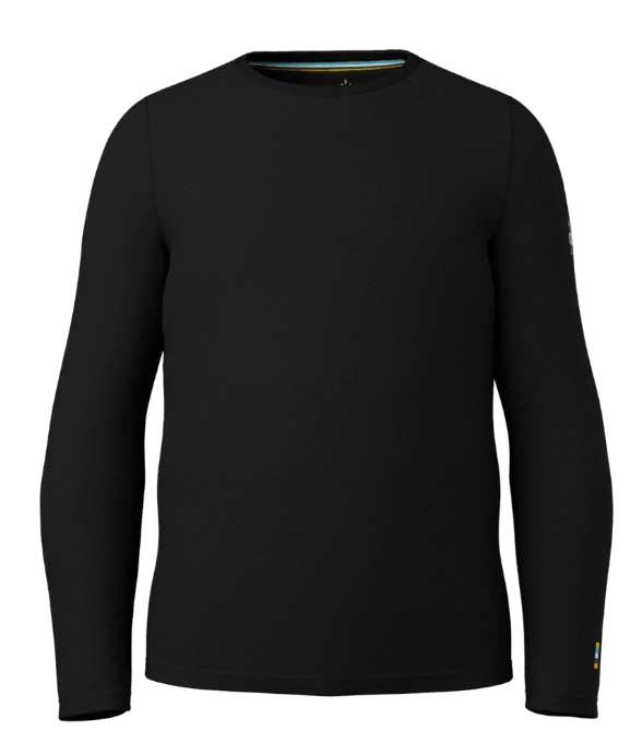 Kids_ClassicThermalMerinoBaseLayerCrew-Black long-sleeve shirt on a white background
