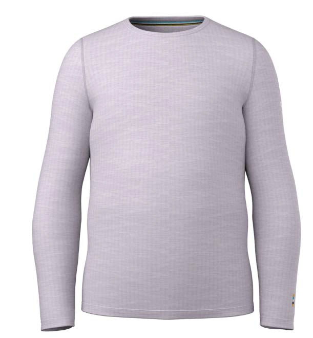 Kids_ClassicThermalMerinoBaseLayerCrew-Light purple long-sleeve shirt on a white background