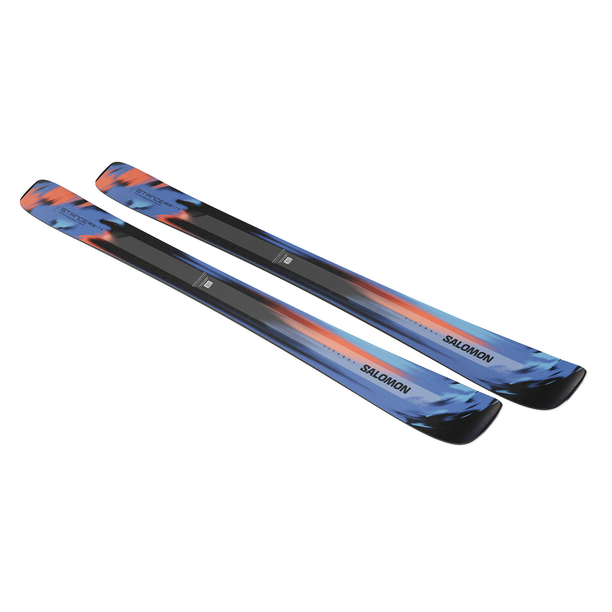 Stance Pro 90-Pair of Salomon skis with a colorful design on a white background