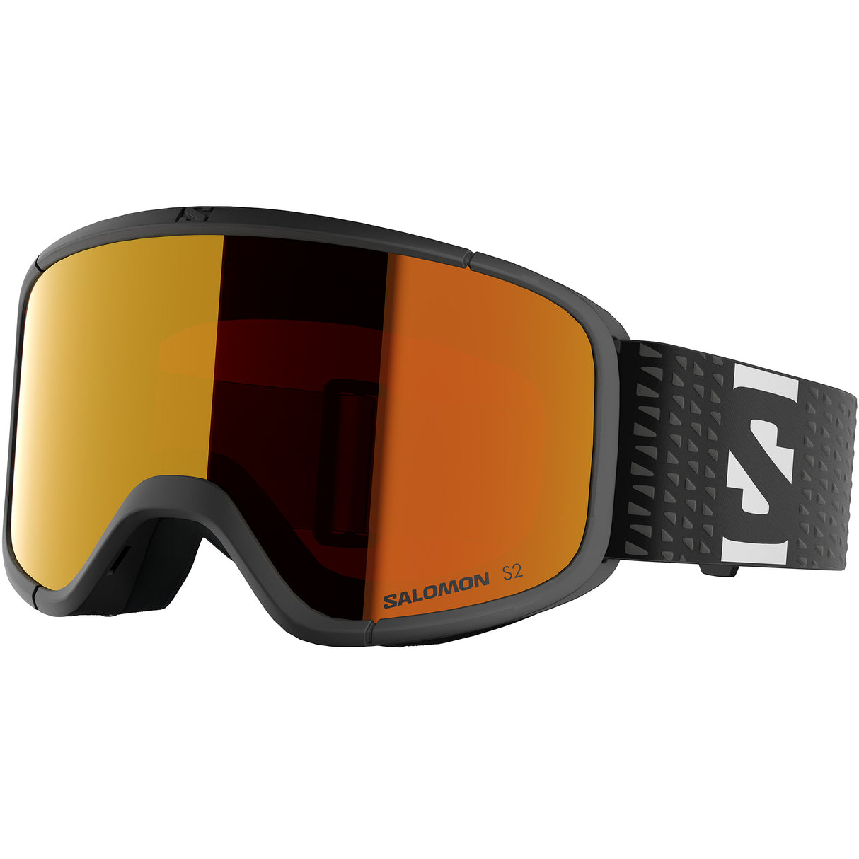 Aksium 2.0 S-Black ski goggles with a strap on a white background