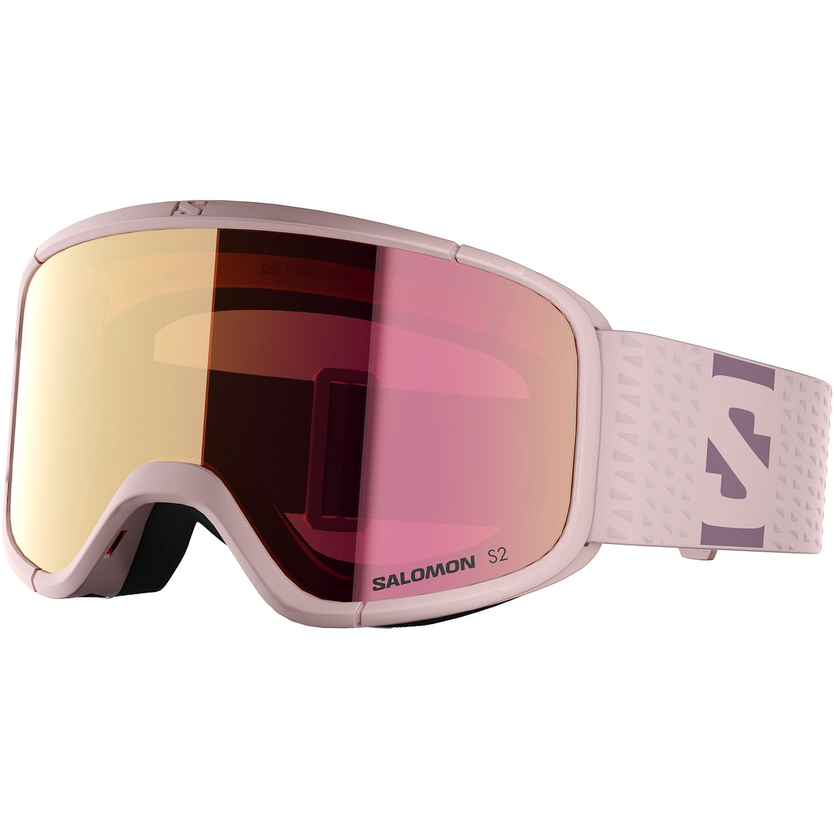 Aksium 2.0 S-Pink ski goggles with a strap on a white background