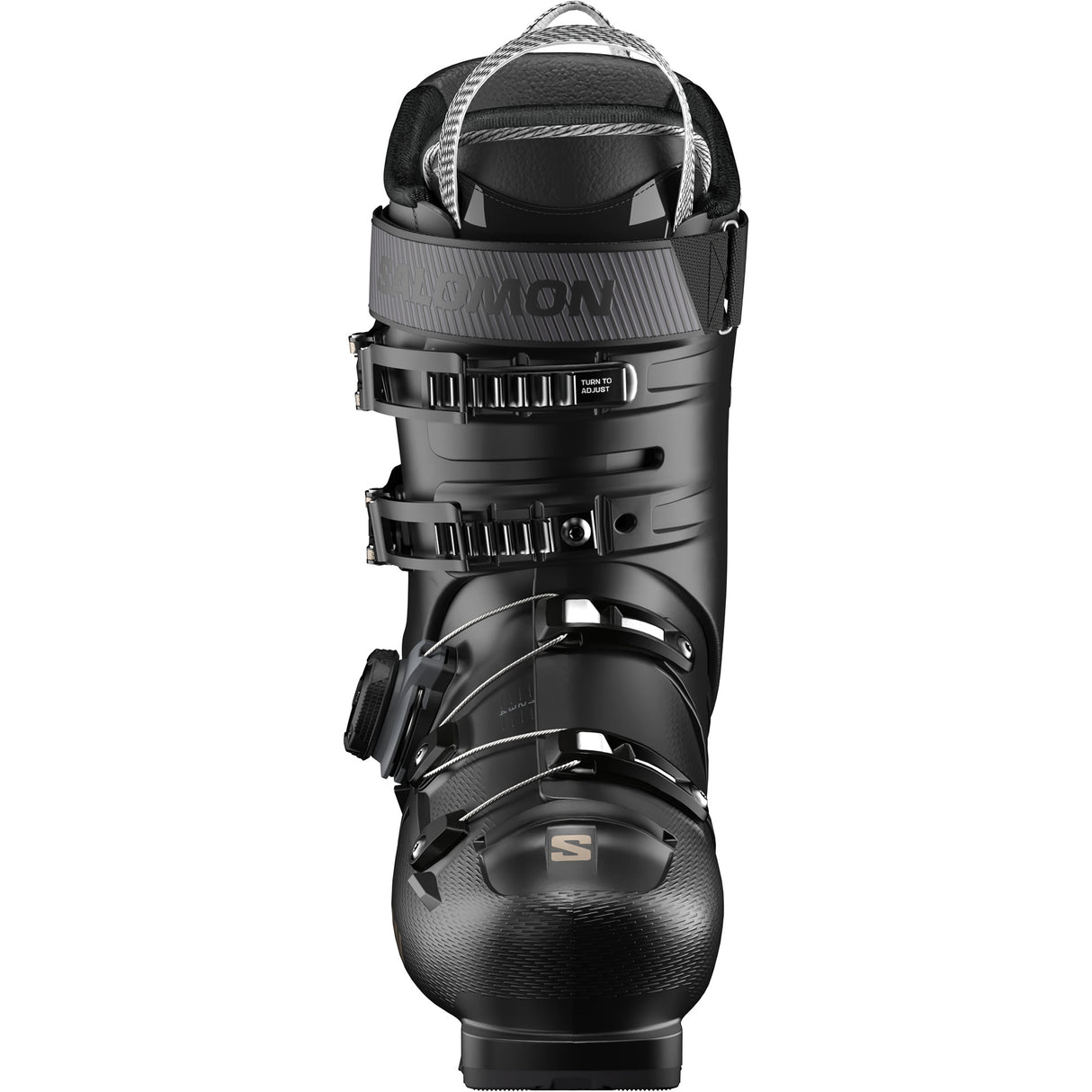 S/Pro Delta BOA 100- A Salomon S/Pro Delta BOA 100 GW Men's ski boot in black color featuring the BOA Fit System.