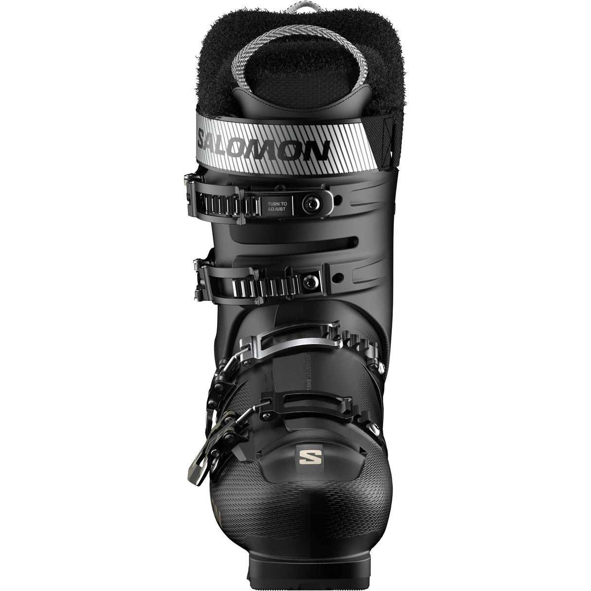 S/Pro Delta 80- Black Salomon ski boot on a white background
