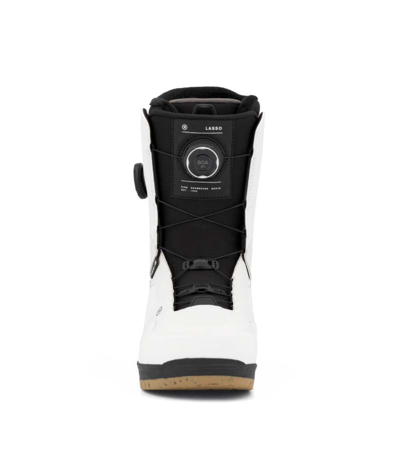 Lasso- White and black dual BOA snowboard boot on a white background