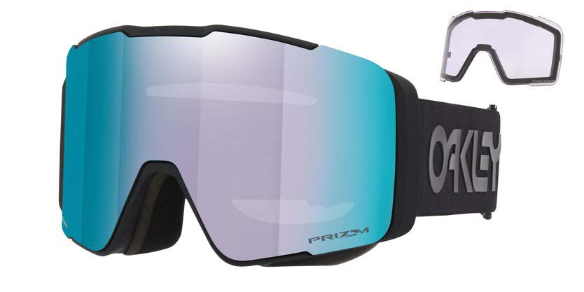 LineMinerProL-Oakley goggles with blue lens and black frame on a white background