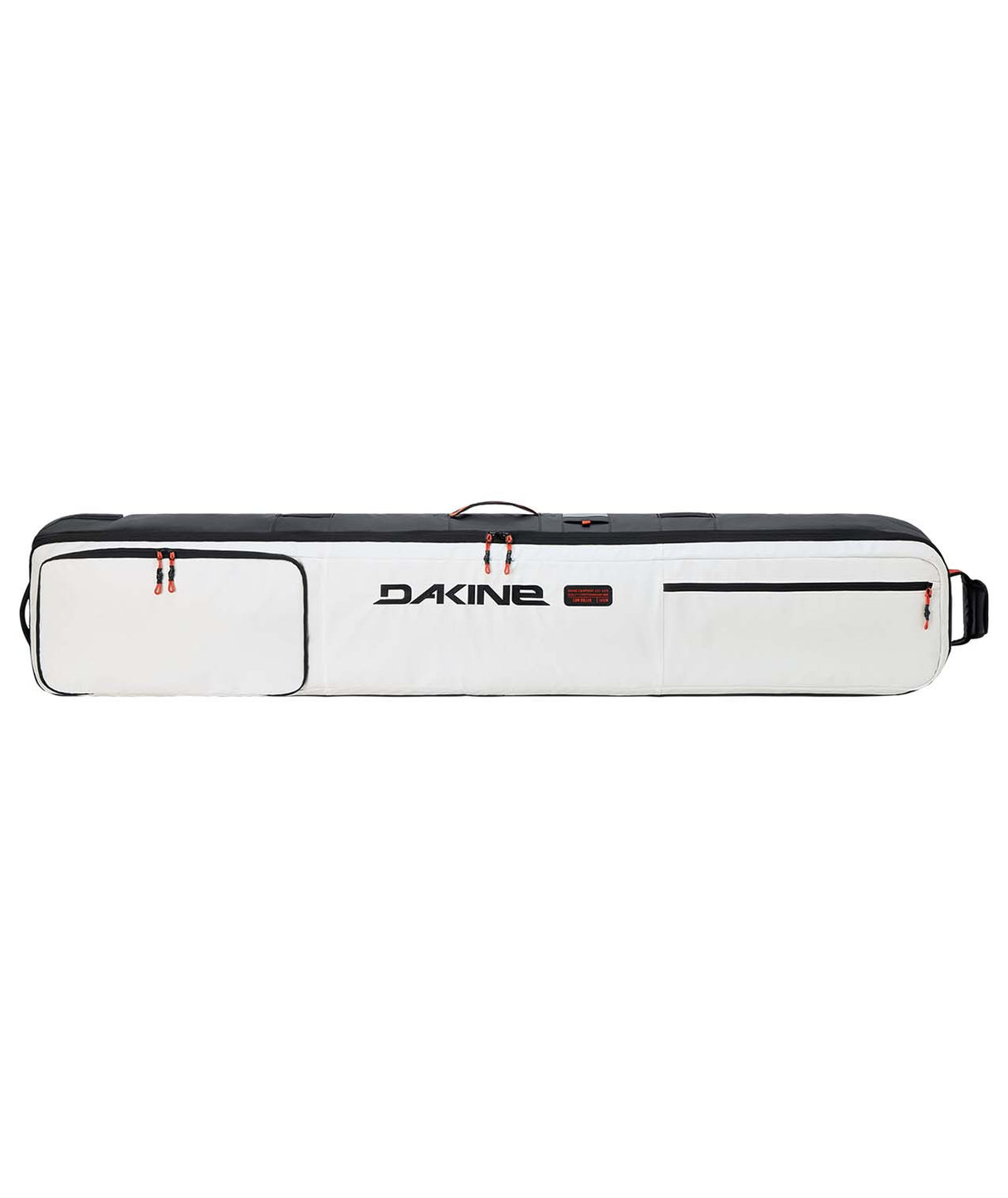 LowRollerSnowboardBag-White snowboard bag with Dakine logo on a white background