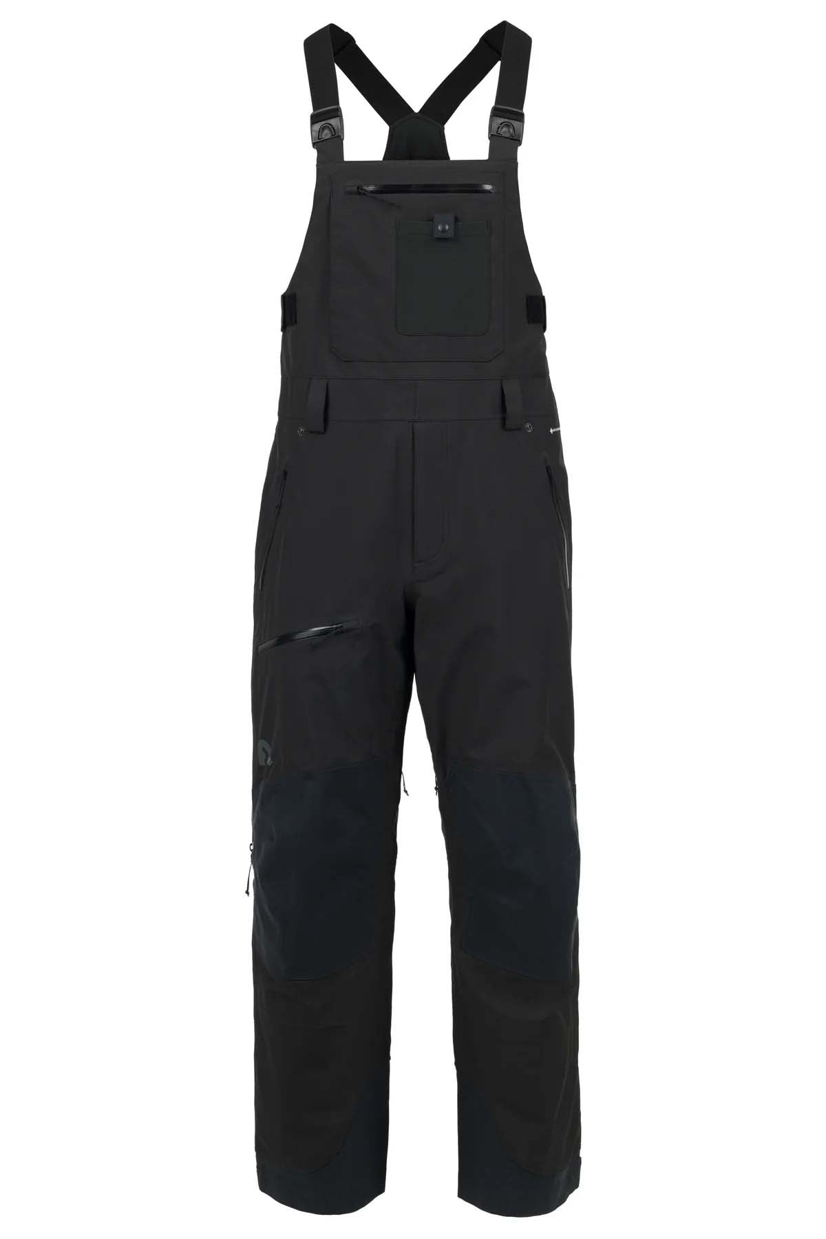 MBakerBib-Black bib overalls with black suspenders on a white background
