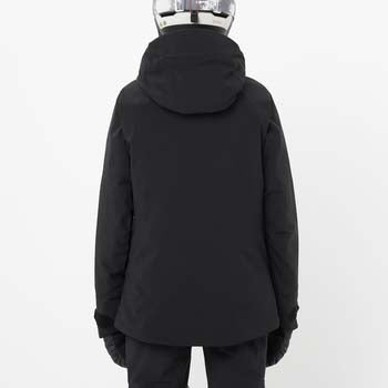 MBrilliant2.0InsulatedJacket-Person wearing a black hooded jacket and helmet on a white background