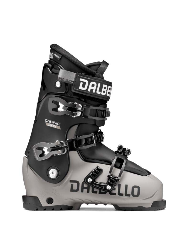 CabrioMaxIF- Grey and black ski boot with Dalbello branding on a white background