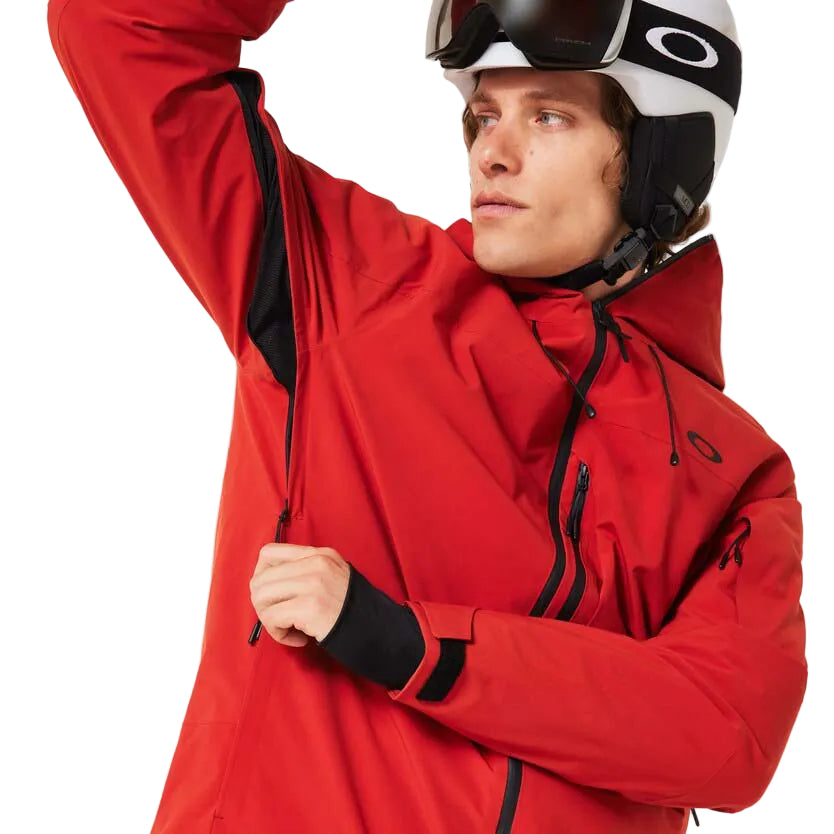 MCanopyIns.Jacket-Red jacket with a brand logo on a white background