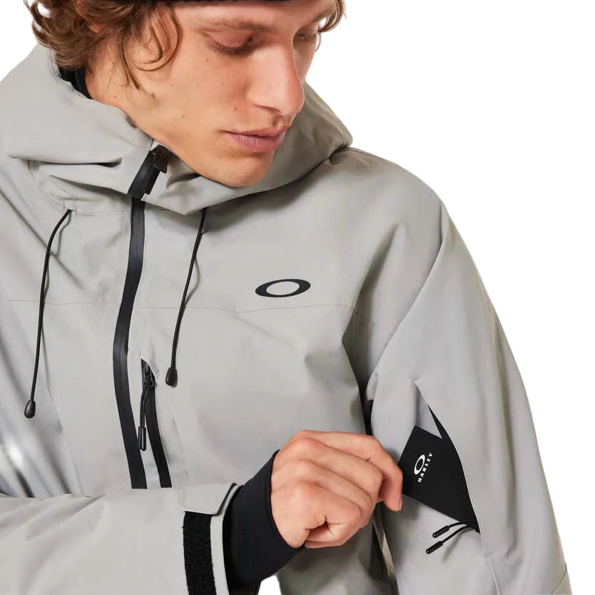 MCanopyIns.Jacket-Light gray jacket with black accents on a white background