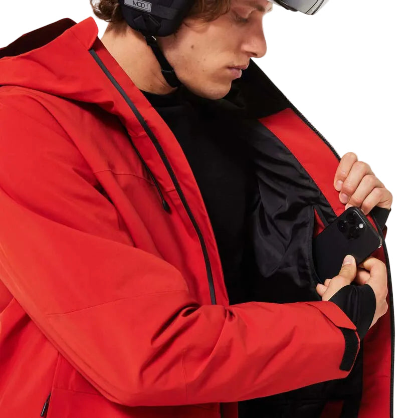 MCanopyIns.Jacket-Red jacket with a brand logo on a white background
