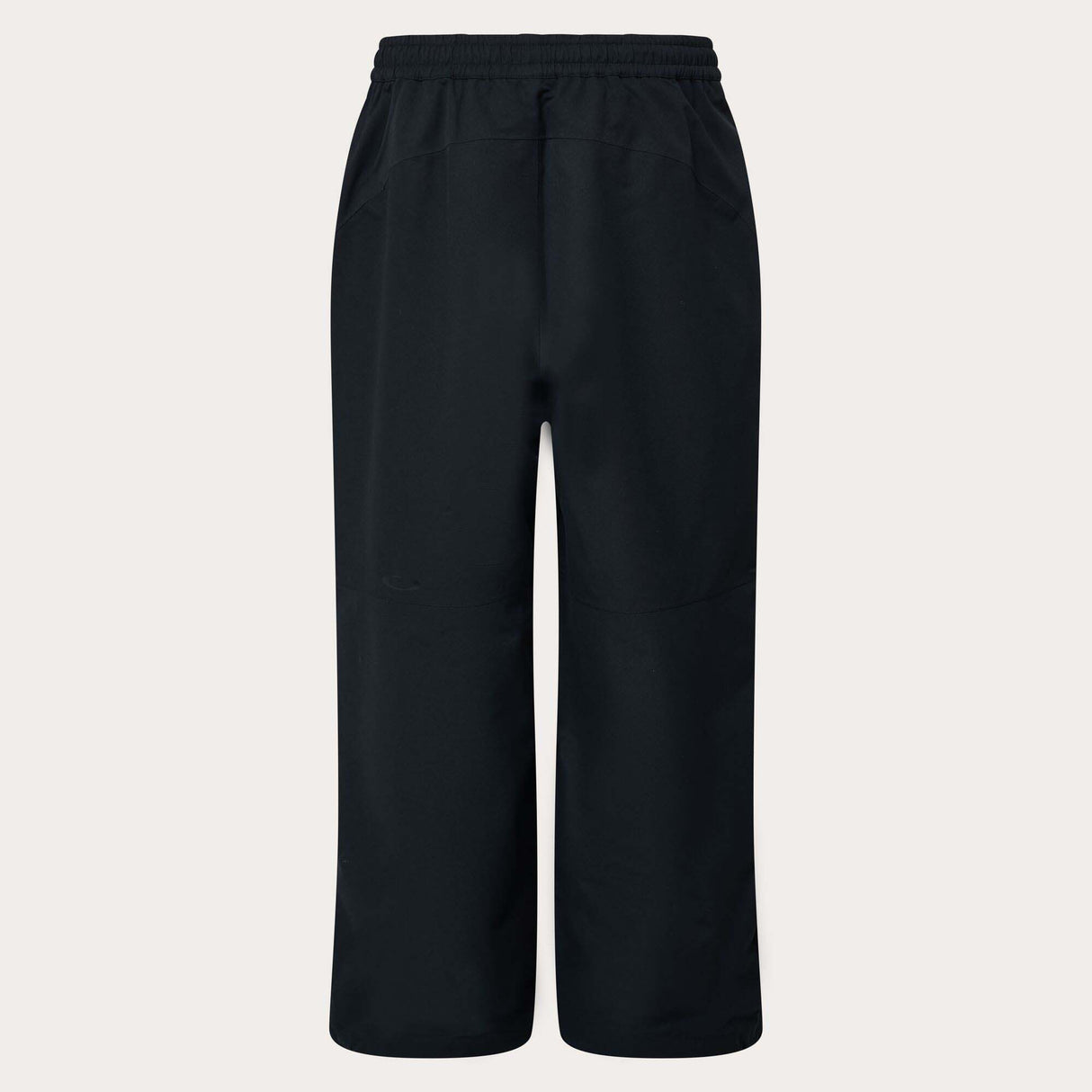 MChannelShellPant-Black wide-leg snow pants with an elastic drawstring waist and side pockets, shown on a light gray background.