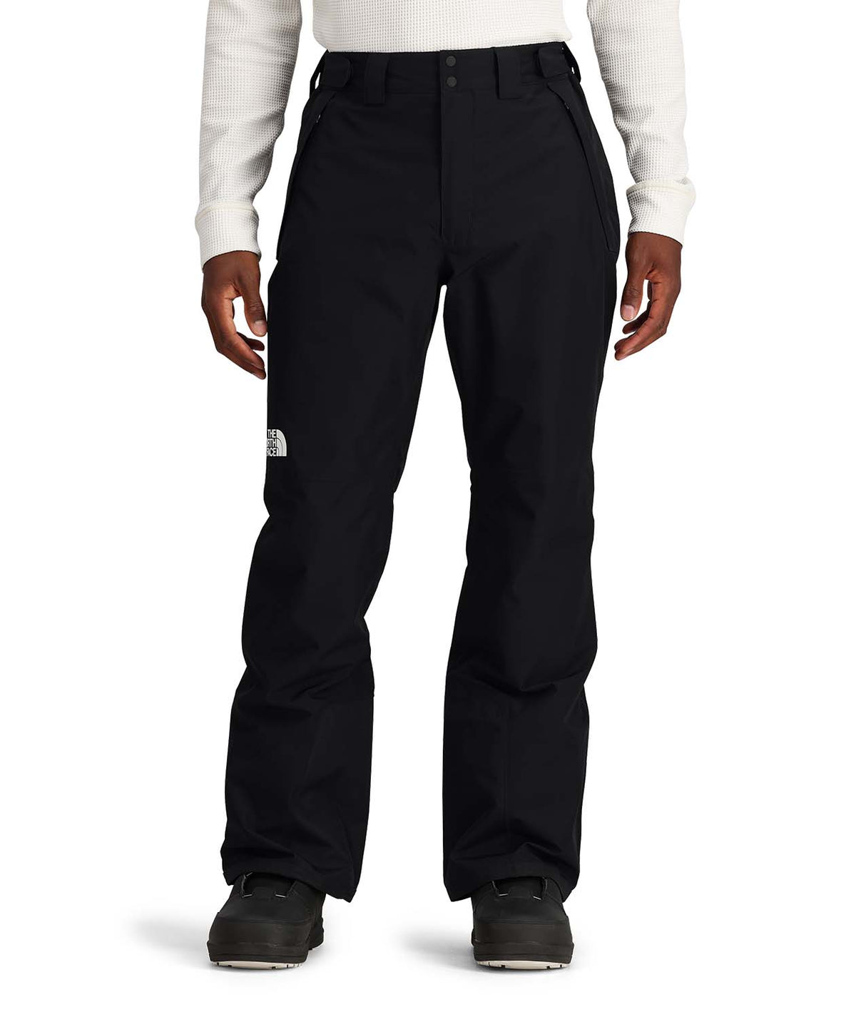 MDescenditPant- Person wearing a black snow pants on a white background