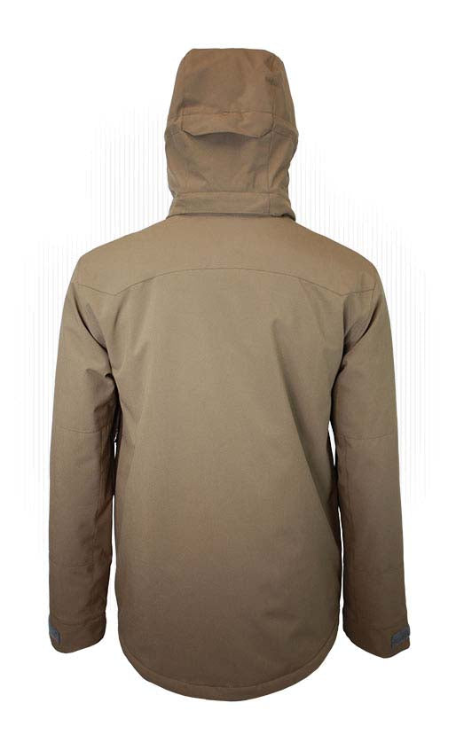 MDusterJacket-Brown jacket with a hood on a white background