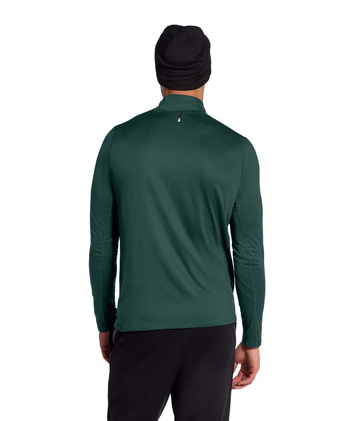 MDynamic1_4Zip-Green long-sleeve quarter zip with a high collar on a white background