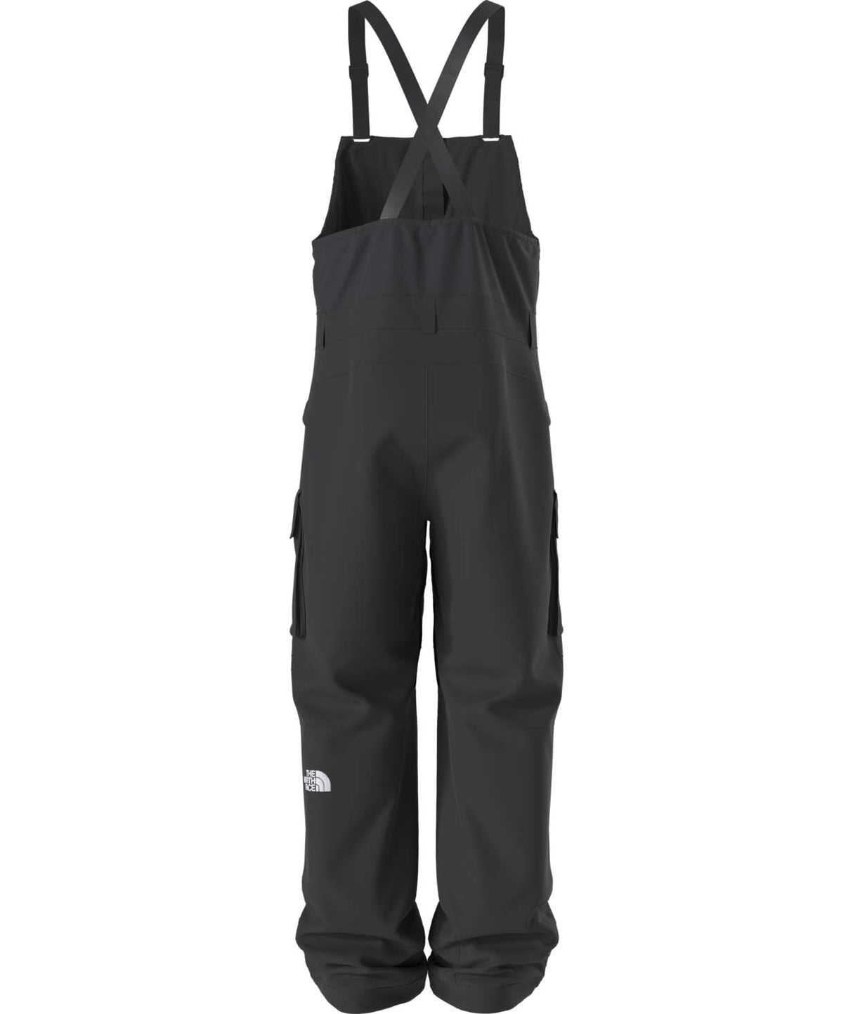 MFreedomBib-Black bib overalls with The North Face logo on a white background