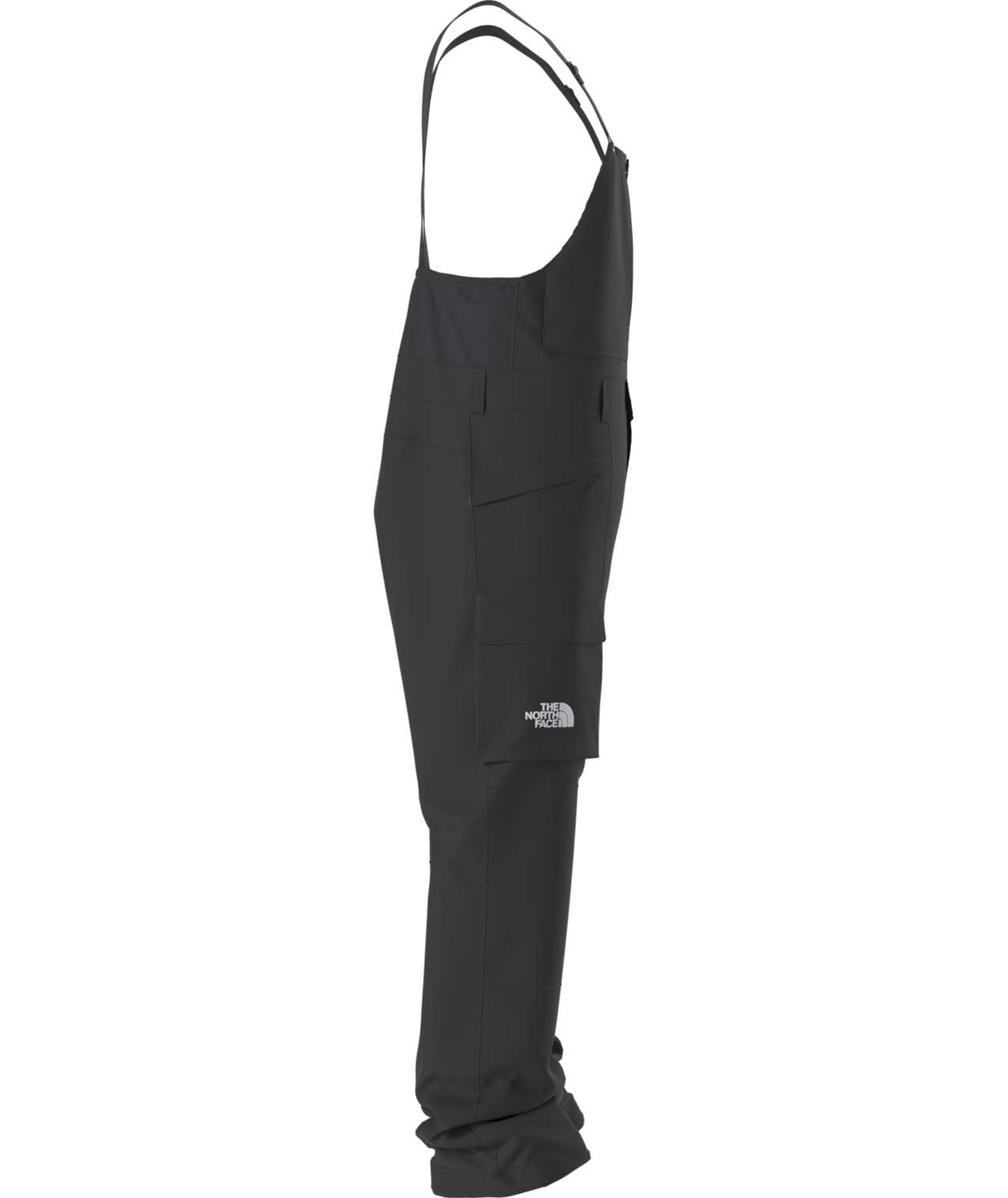 MFreedomBib-Black bib overalls with The North Face logo on a white background