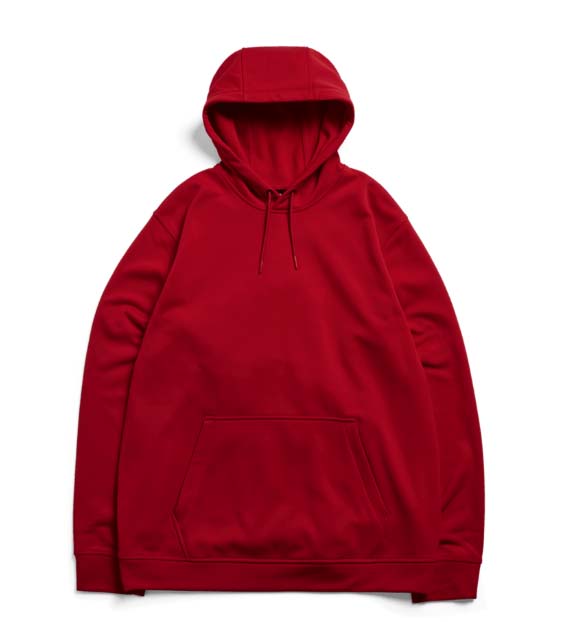 MOakPulloverHoodie-Red hoodie on a white background