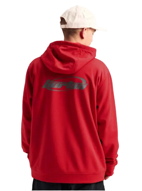 MOakPulloverHoodie-Red hoodie on a white background