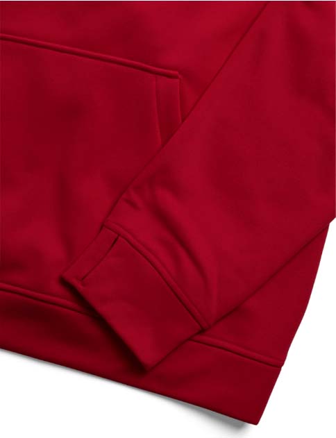 MOakPulloverHoodie-Red hoodie on a white background